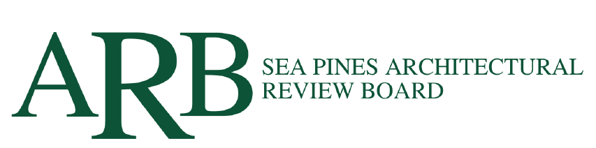 A green and white logo for sea pines review board.